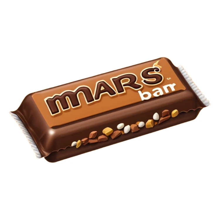 Illustrate a Mars bar unwrapped, showing caramel & nougat inside. sticker