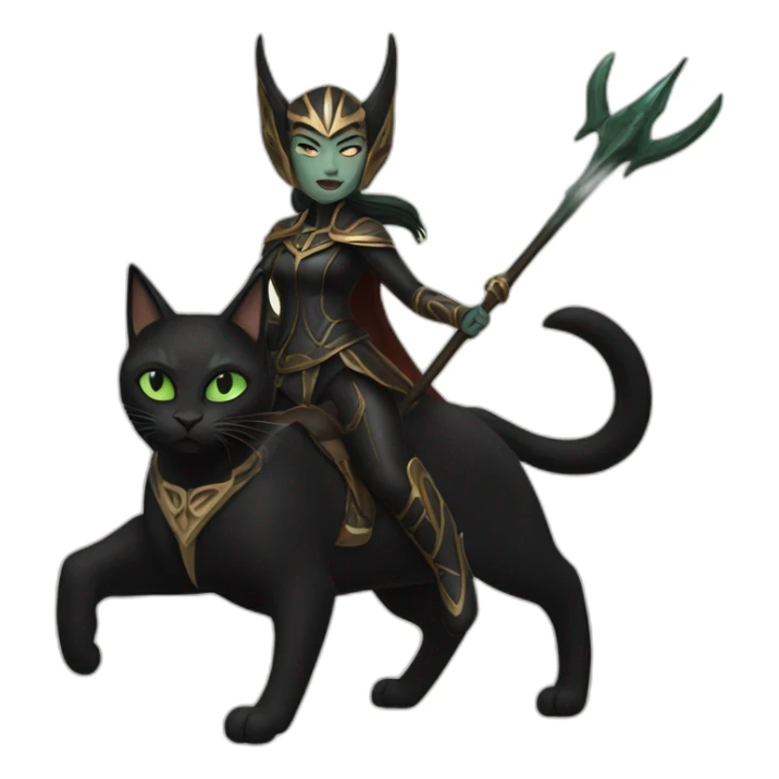 hela, goddess of death, hela riding cat, killing odin sticker