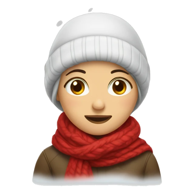 Girl in red scarf under snow sticker