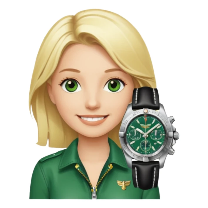 Breitling green faced watch on blonde girl wrist sticker