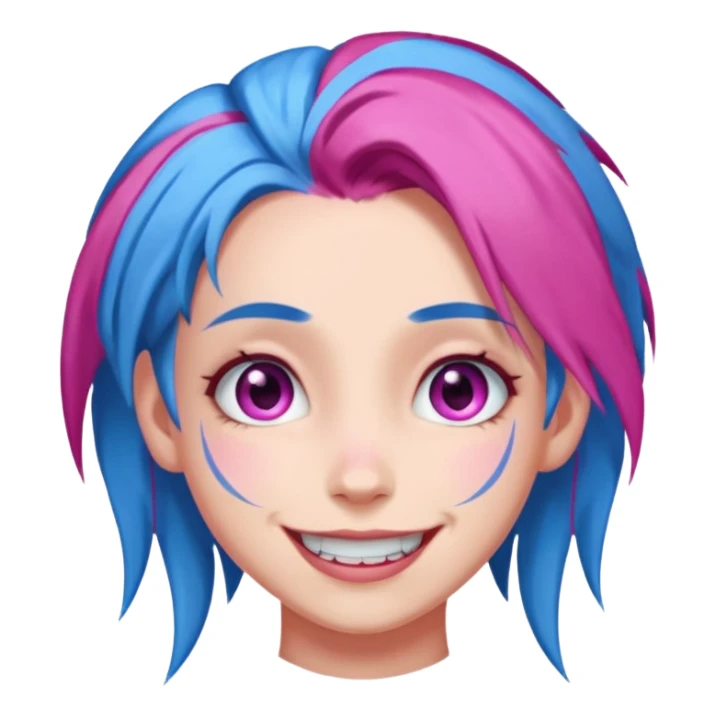 Jinx smiling at you with tricky challenging face sticker