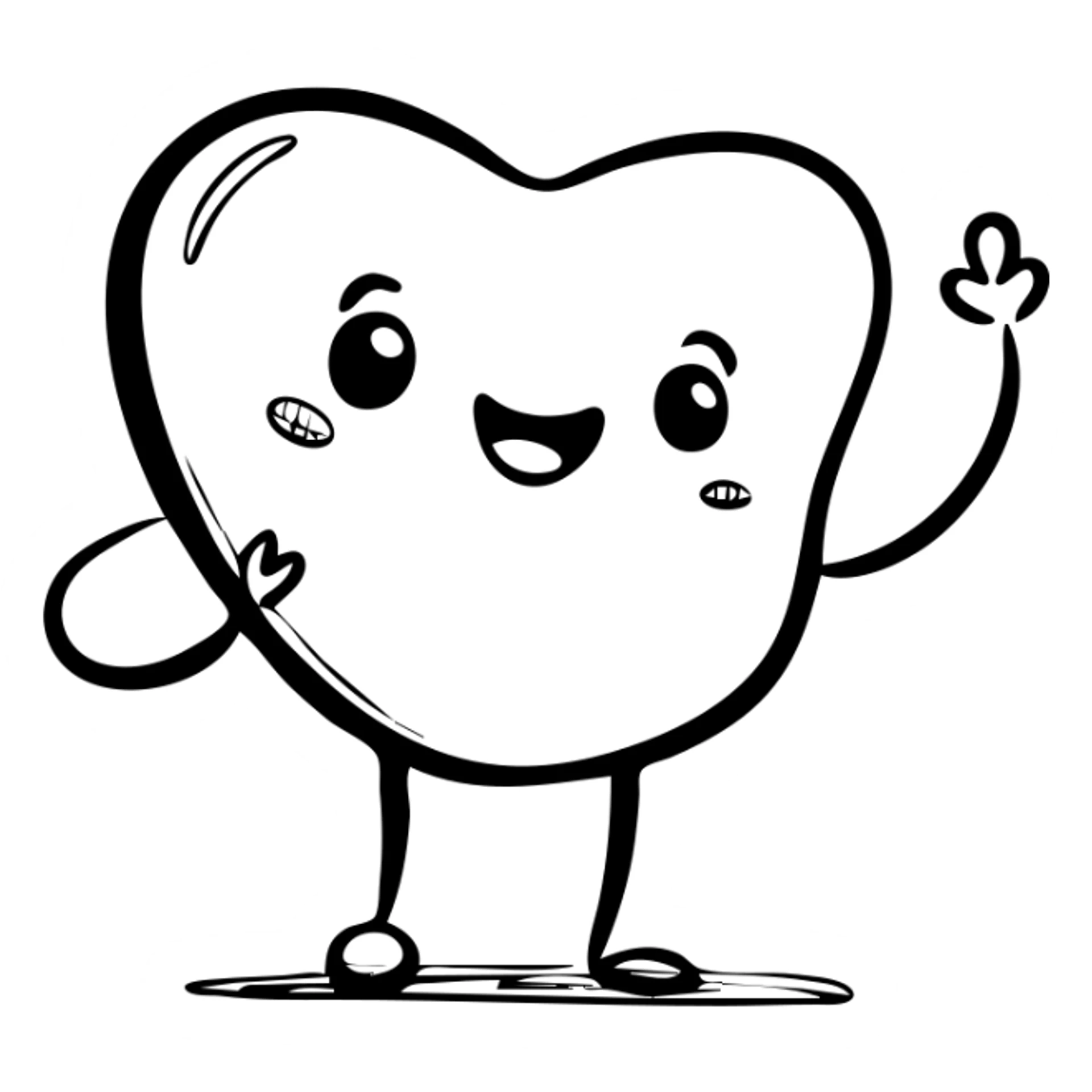 A playful mascot of heart-shaped butt cheeks shown upside down, with cute face, arms and legs. Hand-drawn outline style. sticker