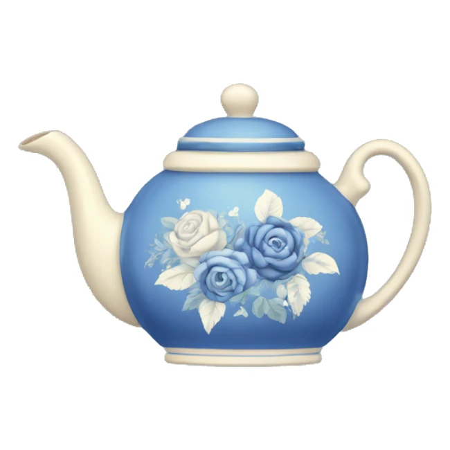 Vintage floral blue teapot with bows sticker