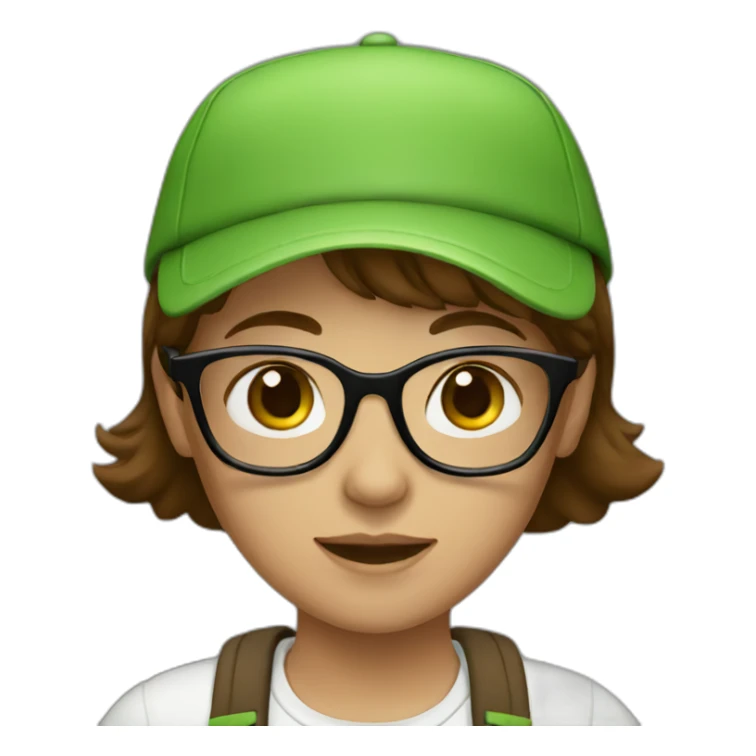 Girl with green cap brown hair and glasses sticker