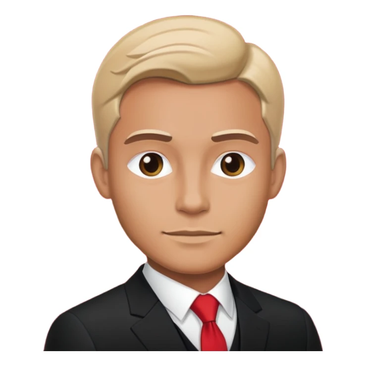 formal male portrait on red sticker