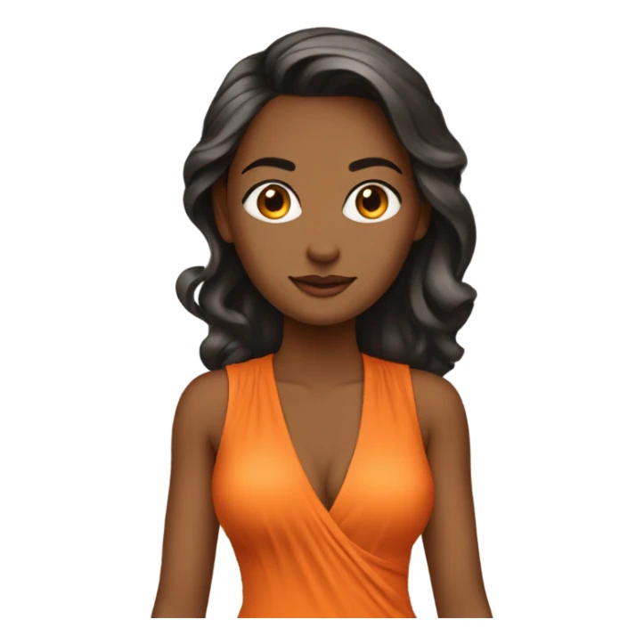 fashion orange dress with deep V sticker