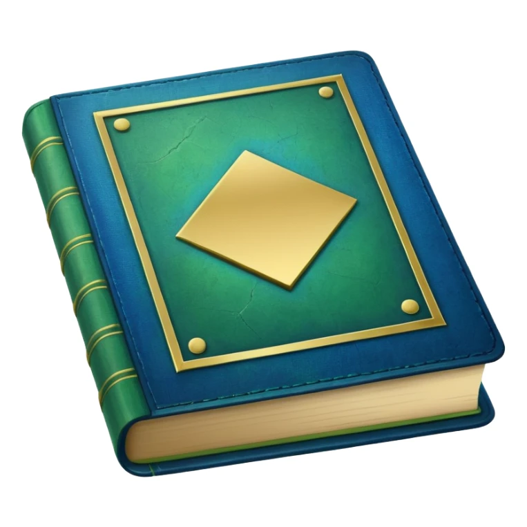 green and blue book with an abstract symbol on it sticker