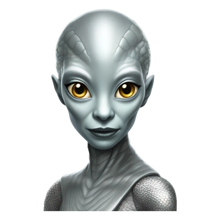 reptilian alien woman in silver sticker