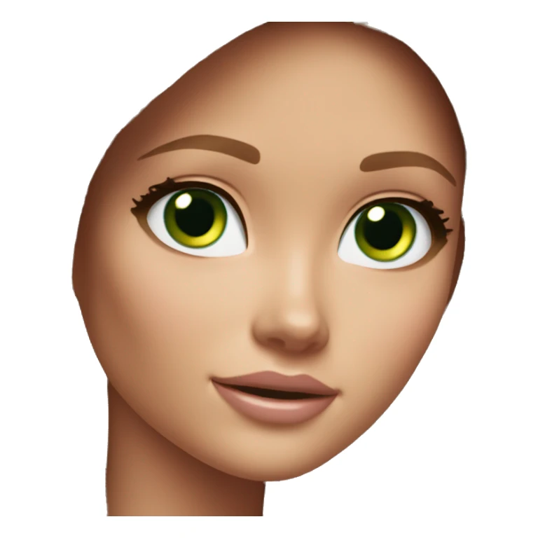 Barbie long brown hair green eyes sticker