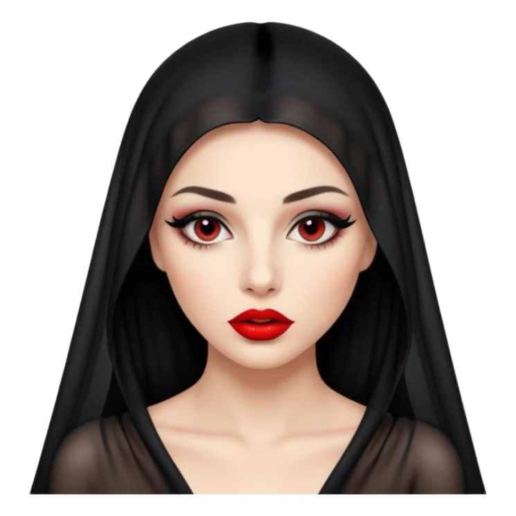 Female figure lifting sheer black veil from her lips, forbidden intimacy sticker