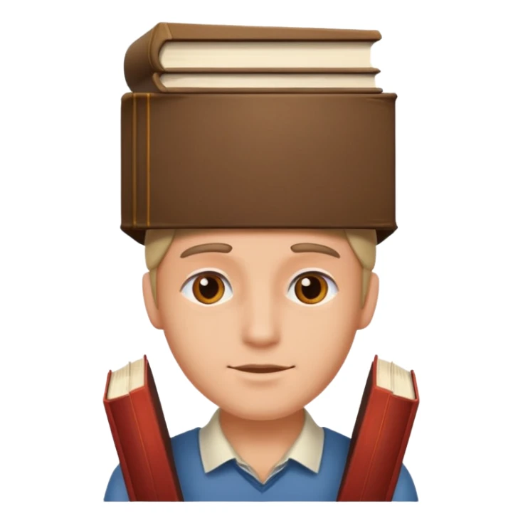 a man with very books in your head sticker