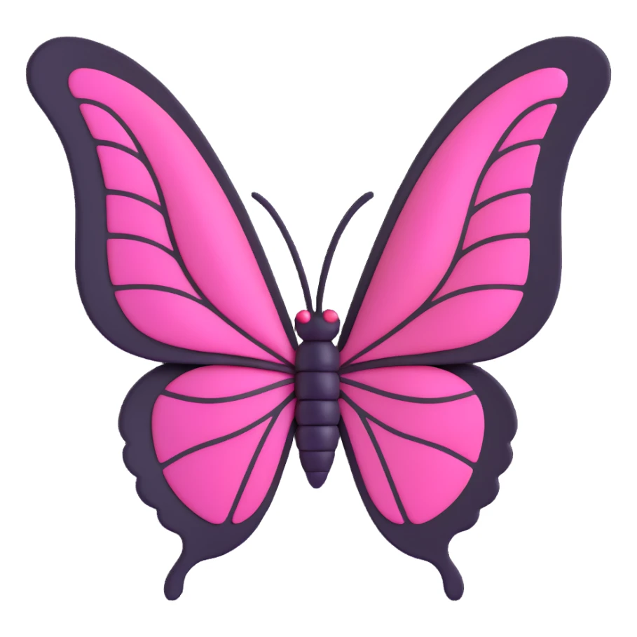 3D gothic butterfly hair clip with pink wings, elegant and dark sticker