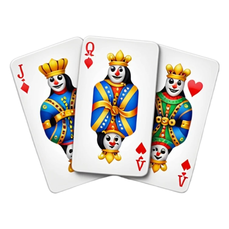 bunch of poker cards, with jolly jokers inside sticker