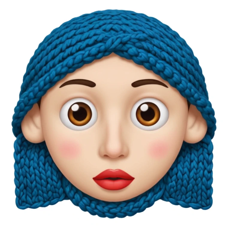 face with nose, eyes, lips etc. look like knitted sticker