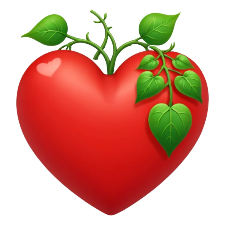 red heart with green vines growing around it sticker