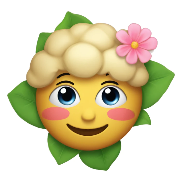 An agry blushing face, with cute eyes, a cupke and a flower sticker