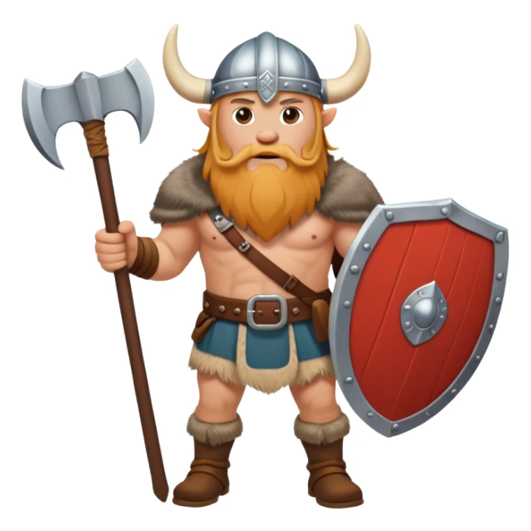 full-length Norwegian Viking with shield and axe and cloth sticker