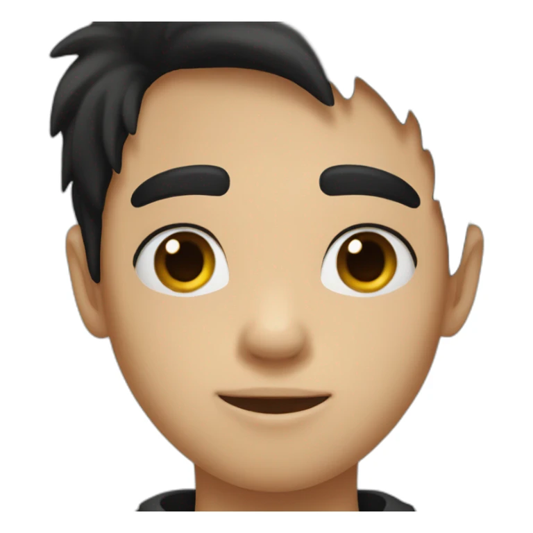 boy with black hair and a mole on the face sticker