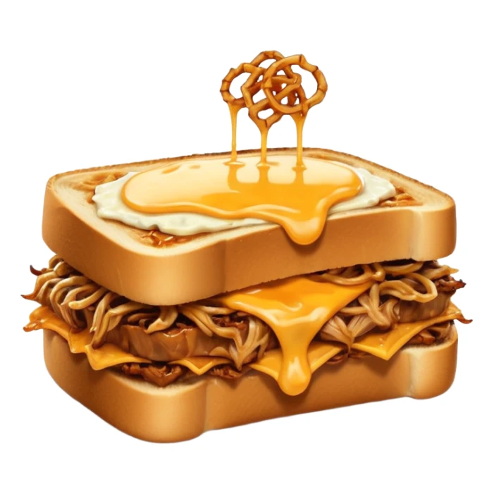 BBQ pulled pork frisco melt on texas toast with crispy onions  sticker