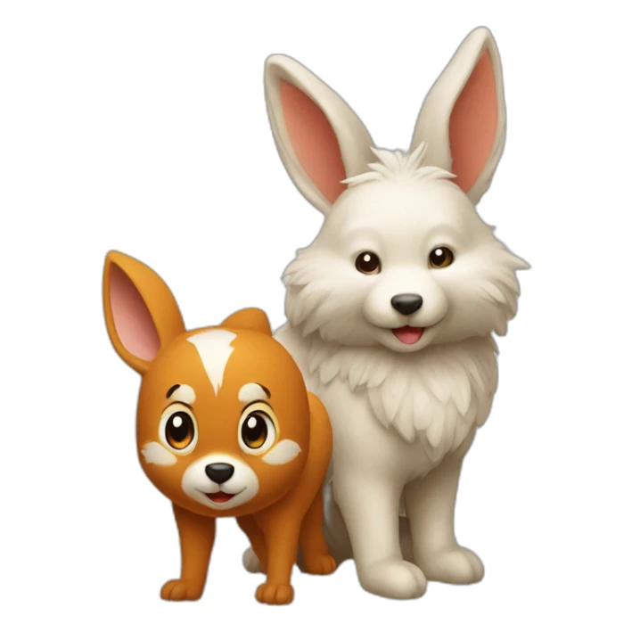 Ours avec un lapin avec un coq avec un renard sticker