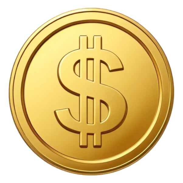 gold coin with dollar sign sticker