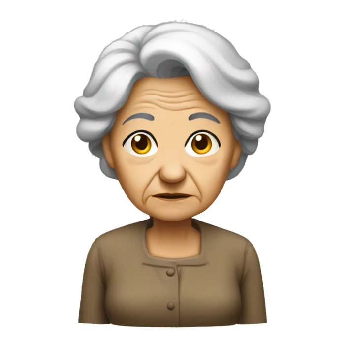 old woman sad standing full sticker