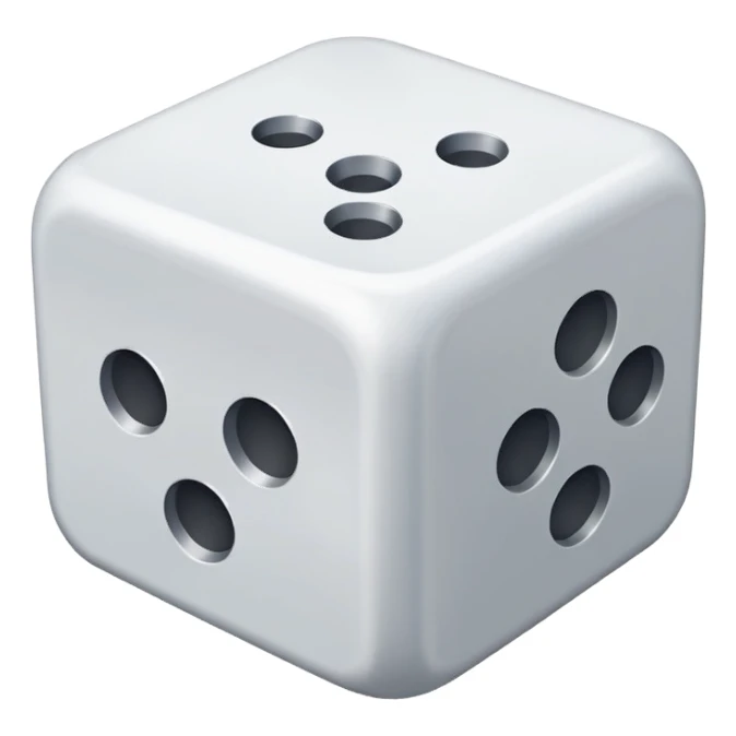 create an image of a die with no numbers, just plain white sides sticker