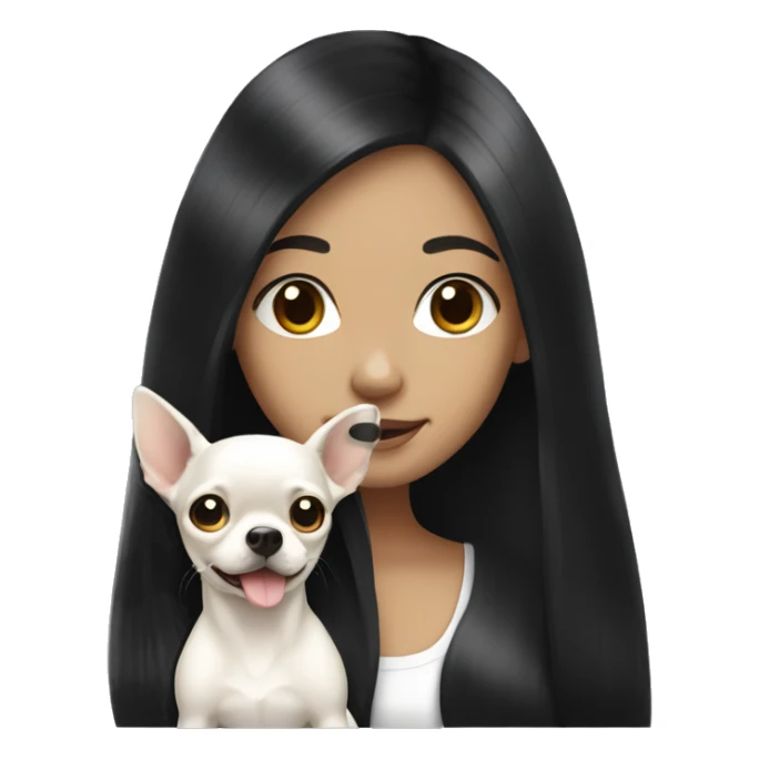 long black hair girl with white Chihuahua. sticker