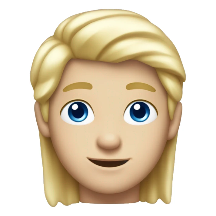 Create a bust emoji of a blonde boy with blue eyes, hair combed to the left sticker