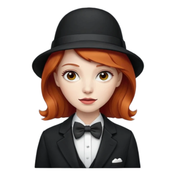 Bow Ties, Coats, and hat, lady, modern, red head sticker