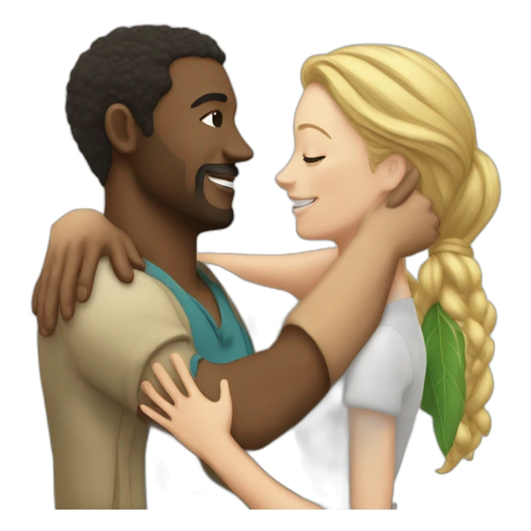 Caribbean man hugging white woman sticker