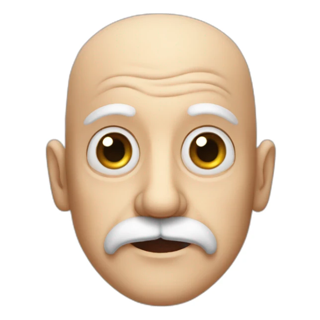 old man with big eyes, french moustache and bald head sticker
