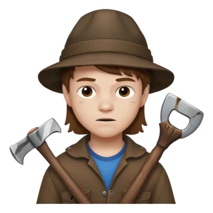 13 y/o Brian robeson at the beginning of Hatchet
determined, has hatchet sticker