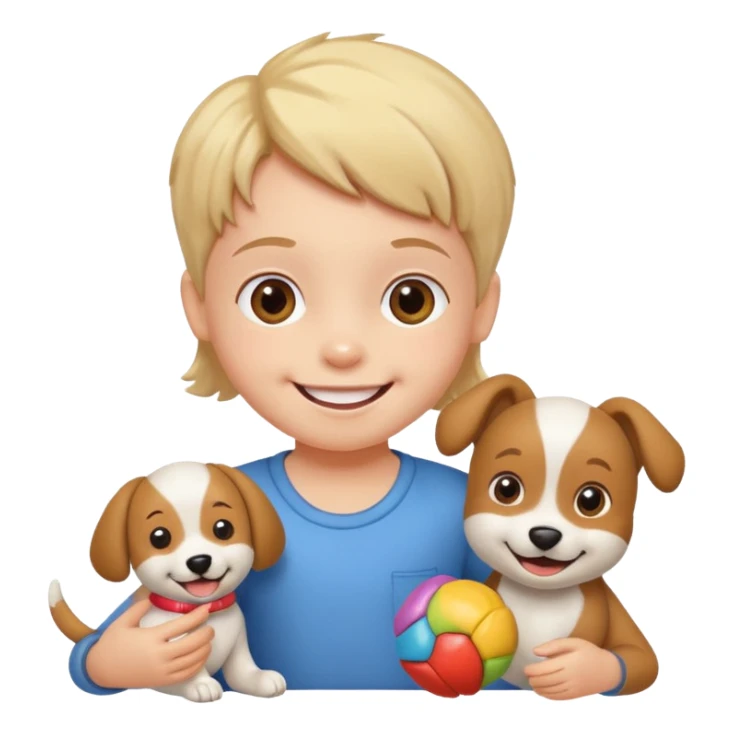 child with dog toys sticker