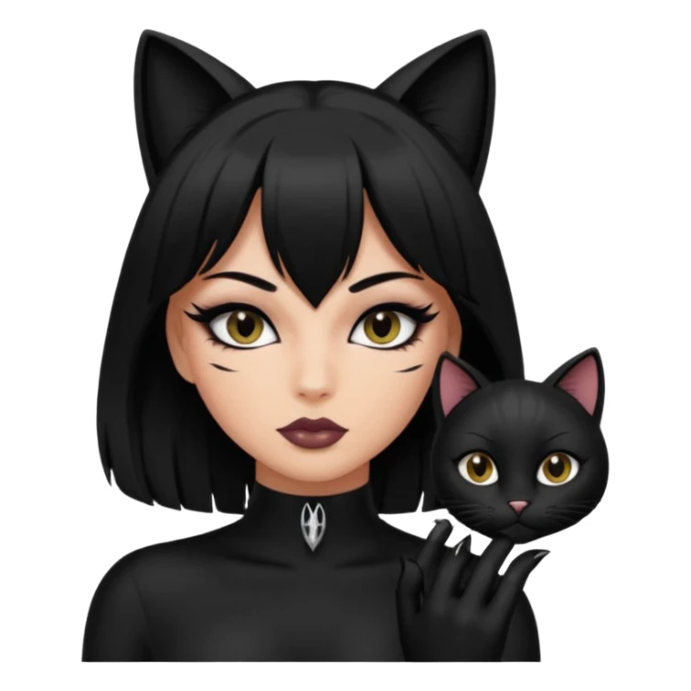 a baddie with lashes and nails and a cat outfit sticker