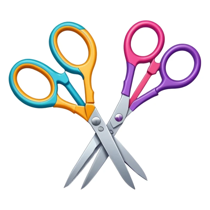pair of scissors and cut paper shapes, fun and inviting sticker