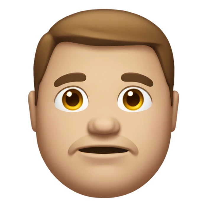 fat guy with brown hair and eyes wide apart sticker