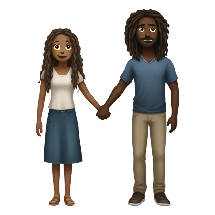 tall Darkskin man with dreads holding hands with a long curly haired brown girl  sticker