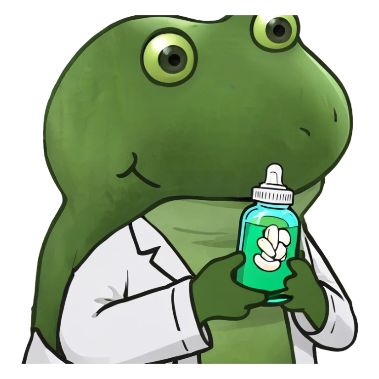 doctor holding a bottle of green and white pills sticker