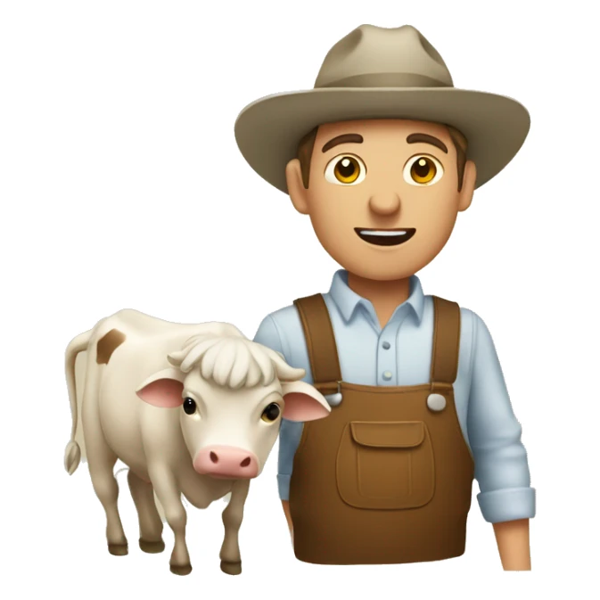 Agriculteur avec sa vache sticker