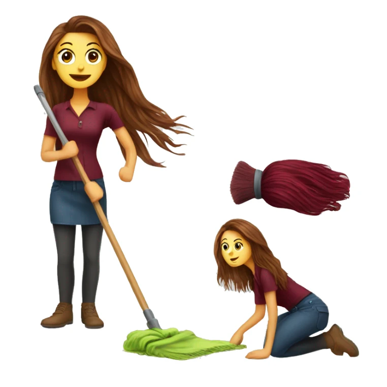 Beautiful burgundy long haired woman mopping the floor sticker