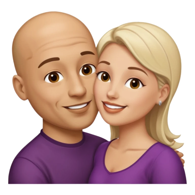 Bald Hispanic man kissing white dark blonde woman sticker