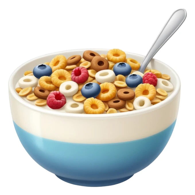 a bowl of cereal with milk, simple, clear sticker