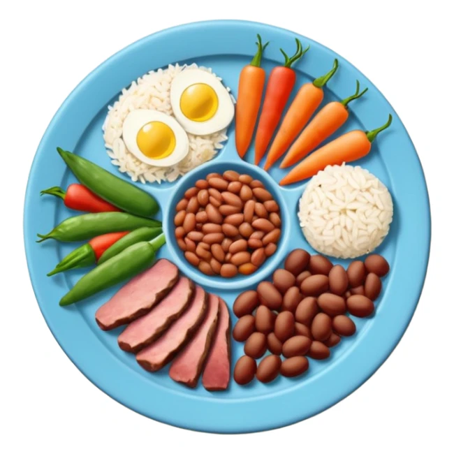 prato de comida dividido com legumes carne arroz e feijão sticker