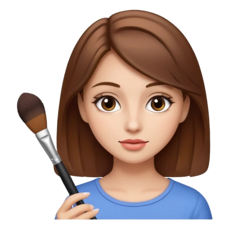 Brown haired girl holding make up brush sticker