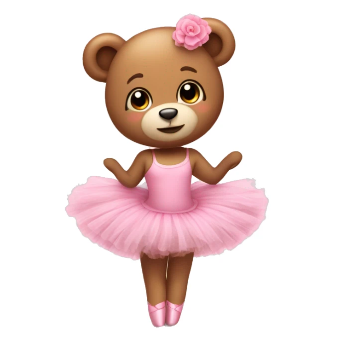 Cute fluffy teddy bear with pink ballerina tutu sticker
