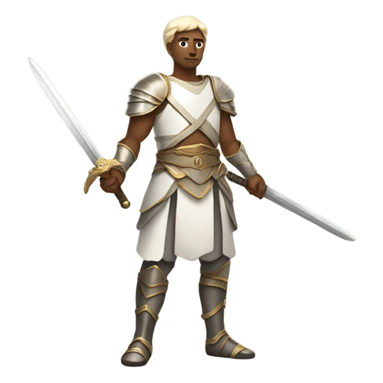 Warrior prince with white body, with sword on hand and full body  sticker