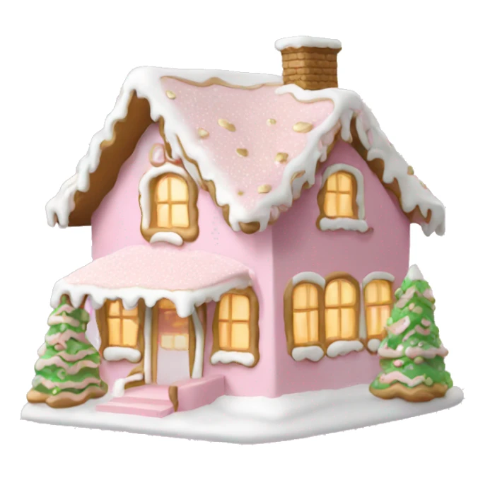 light pink and gold and white gingerbread house sticker