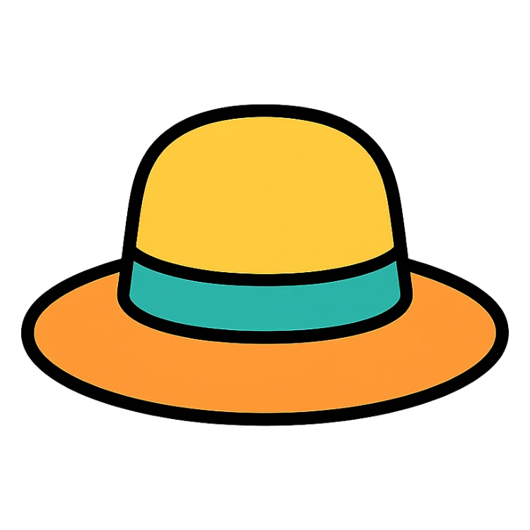 colored outline icon of a hat sticker