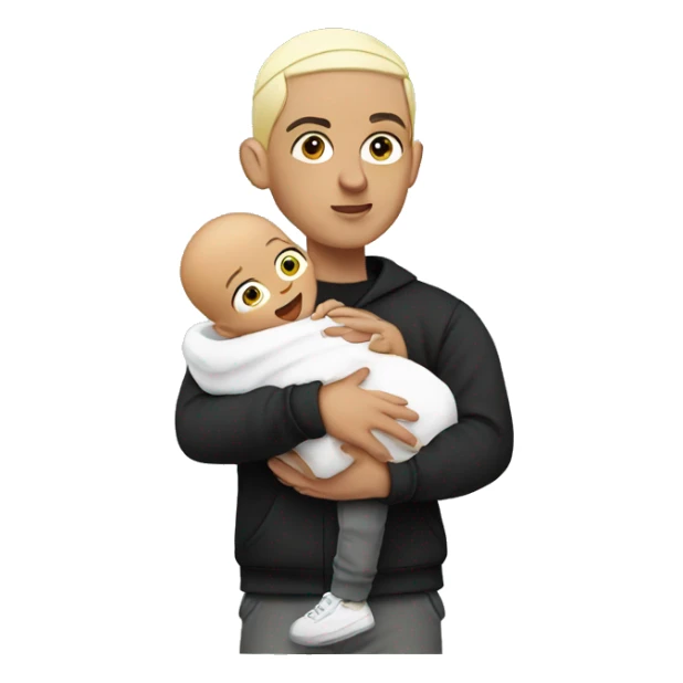 Eminem holding a baby sticker